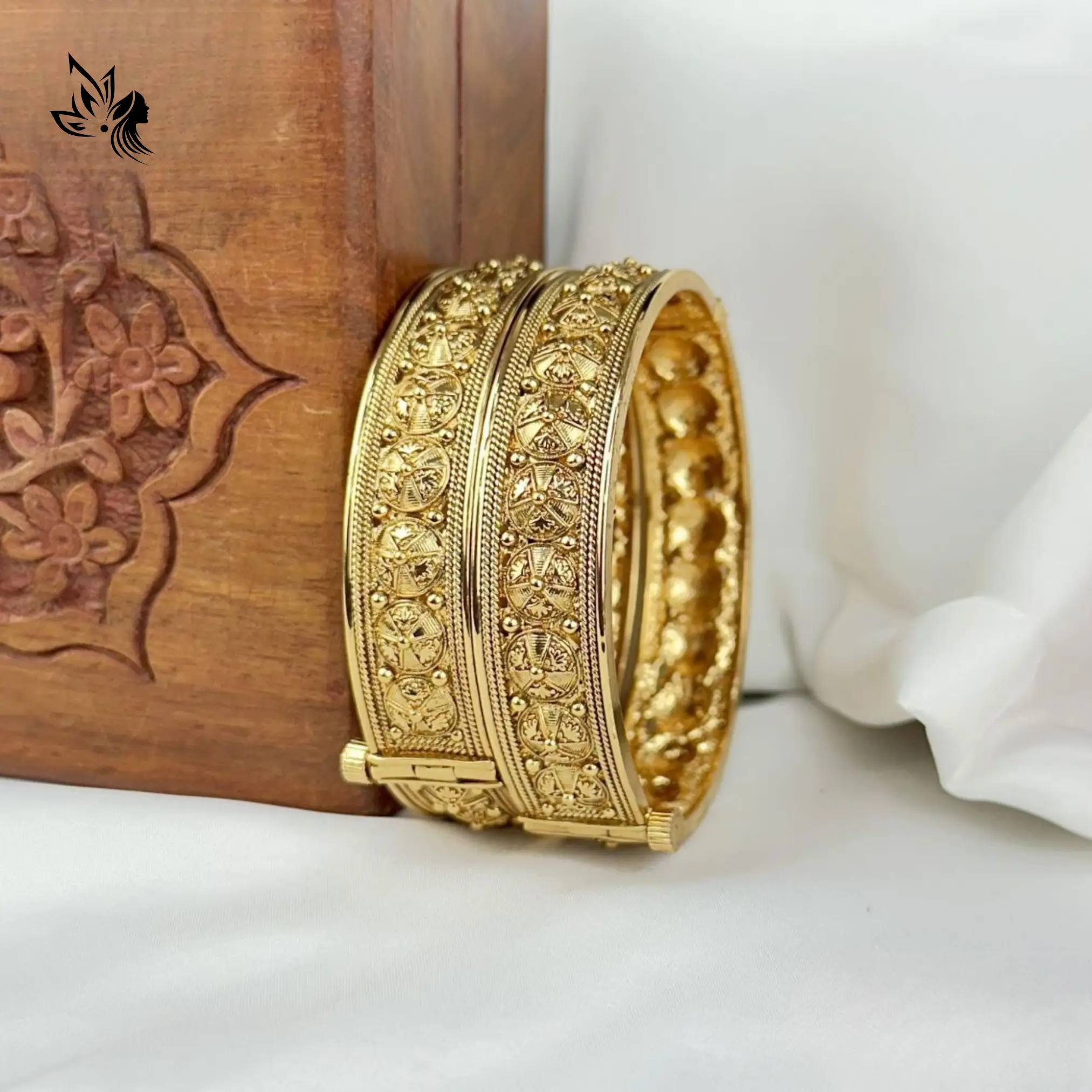 39.webp Matte finish plain gold bangle - Image 1