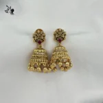 Traditional Kemp Stone Gold Jhumki – Bridal Style