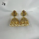 Matte Finish Gold Jhumki with Stones