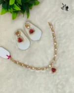 Traditional Temple Style Gold Necklace with Stones