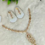 Matte Finish Gold Necklace with Stones