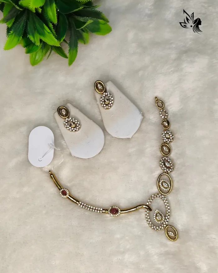 American Diamond Gold Necklace - Image 2